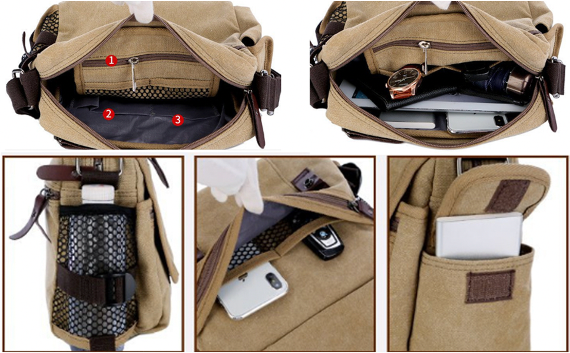 Nico | Klassische Canvas Schultertasche