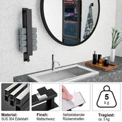  Handtuchregal -Selbstadhäsive Design mit silbernen Schwarz -Finish-4