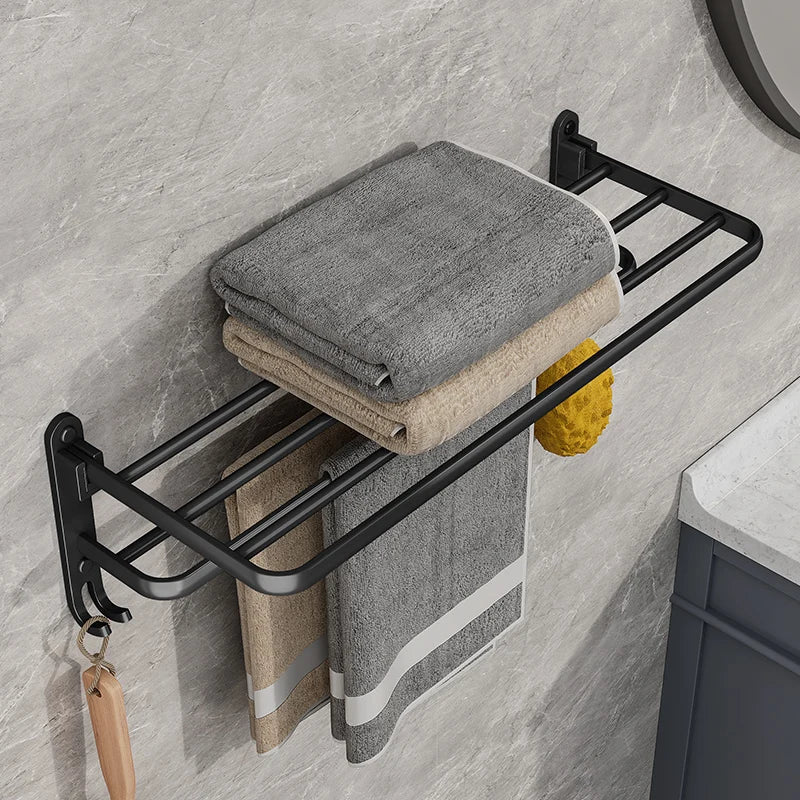  EasyToWel - Faltbares schwarzes Handtuchregal - intelligent und Raumspeicher-5