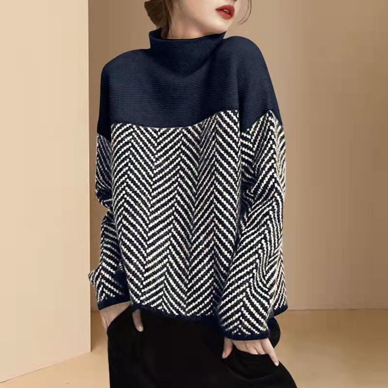 Mary | Kontrastfarbener Rollkragenpullover für Damen