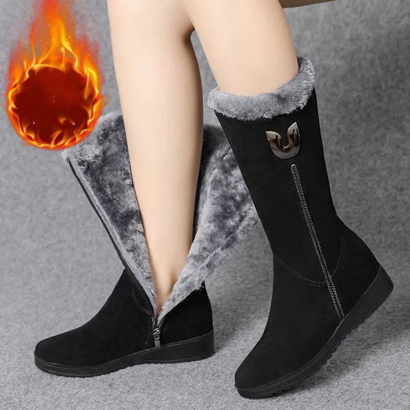 ALBA | Damen Wildleder-Winterstiefel mit Fell