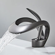  Badezimmerhahn - gebogenes Design mit schlankem Wasserfallausgang-2