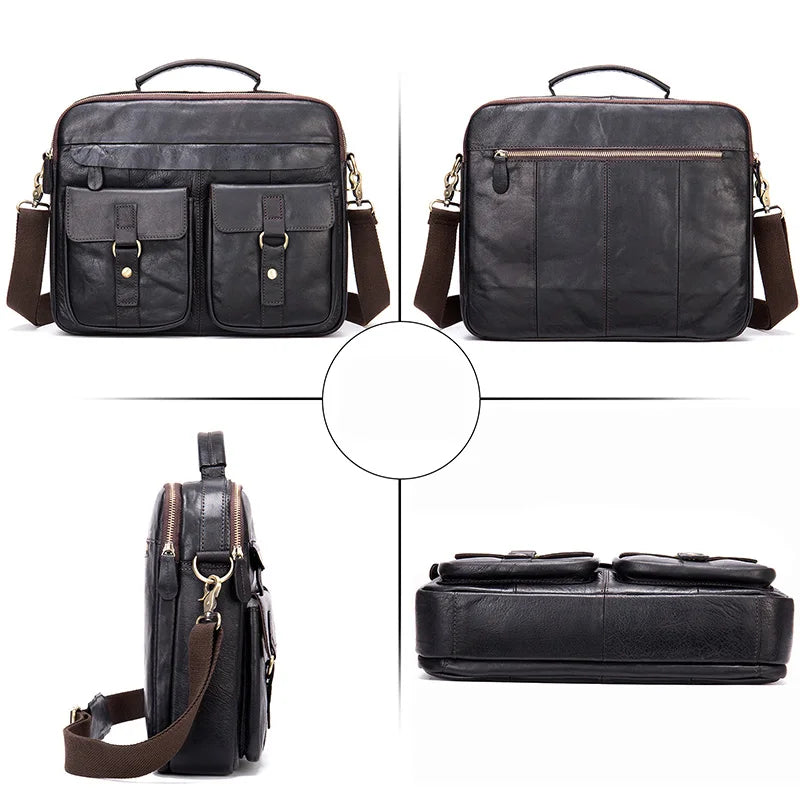 Max | Echte Leder Aktentasche Crossbody Messenger Reisehandtasche