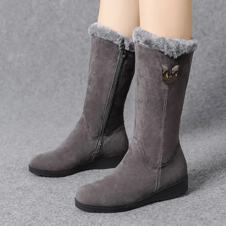 ALBA | Damen Wildleder-Winterstiefel mit Fell