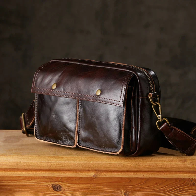 Elias | Herren Rindsleder Leren Crossbody Reisemessenger Tasche