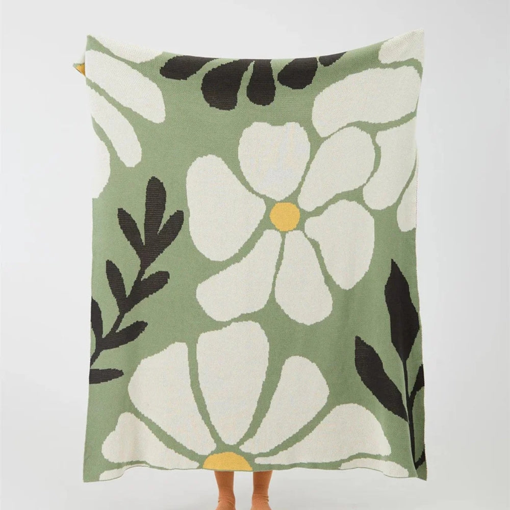 Skandinavische Blumenmuster Decke für Zuhause aus 100% Baumwolle 2
