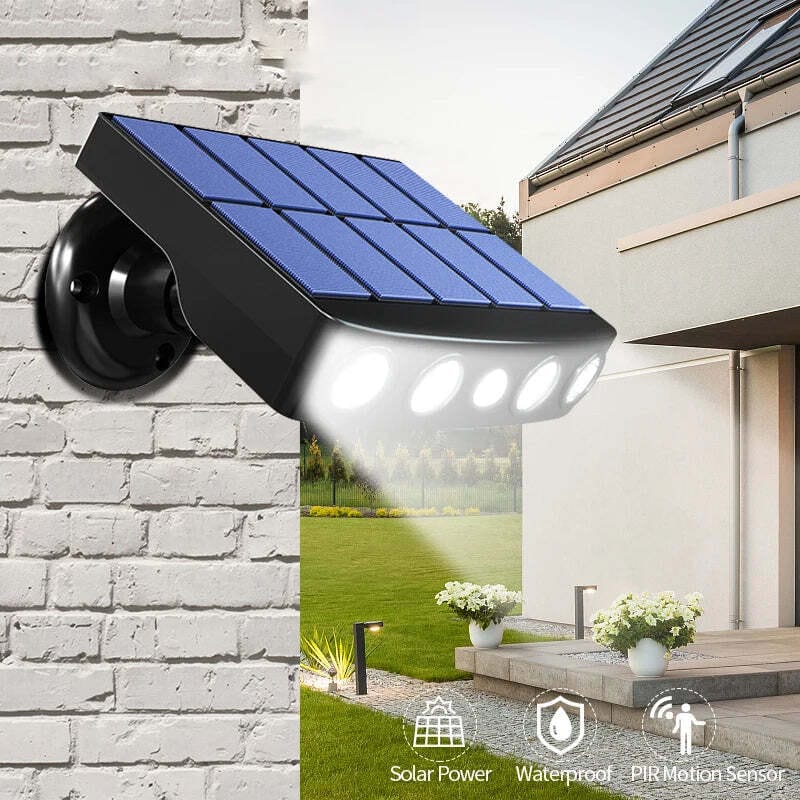 Solarbetriebene Außenlampe mit PIR-Bewegungssensor – IP68 wasserdicht, energieeffiziente Aussenleuchten für Sicherheit und Komfort 0