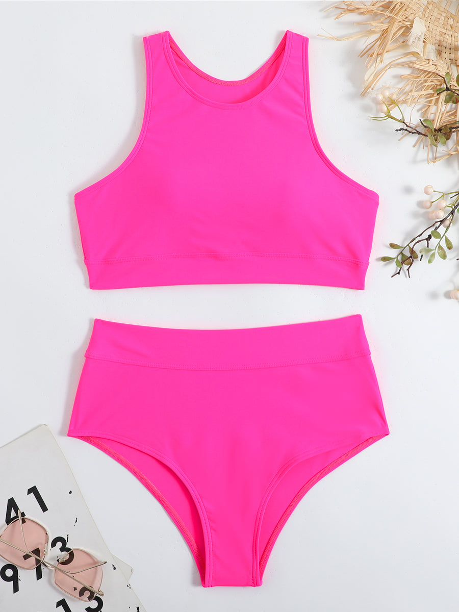Sportlicher Hochverkleidungsbikini mit Racerback Top 7