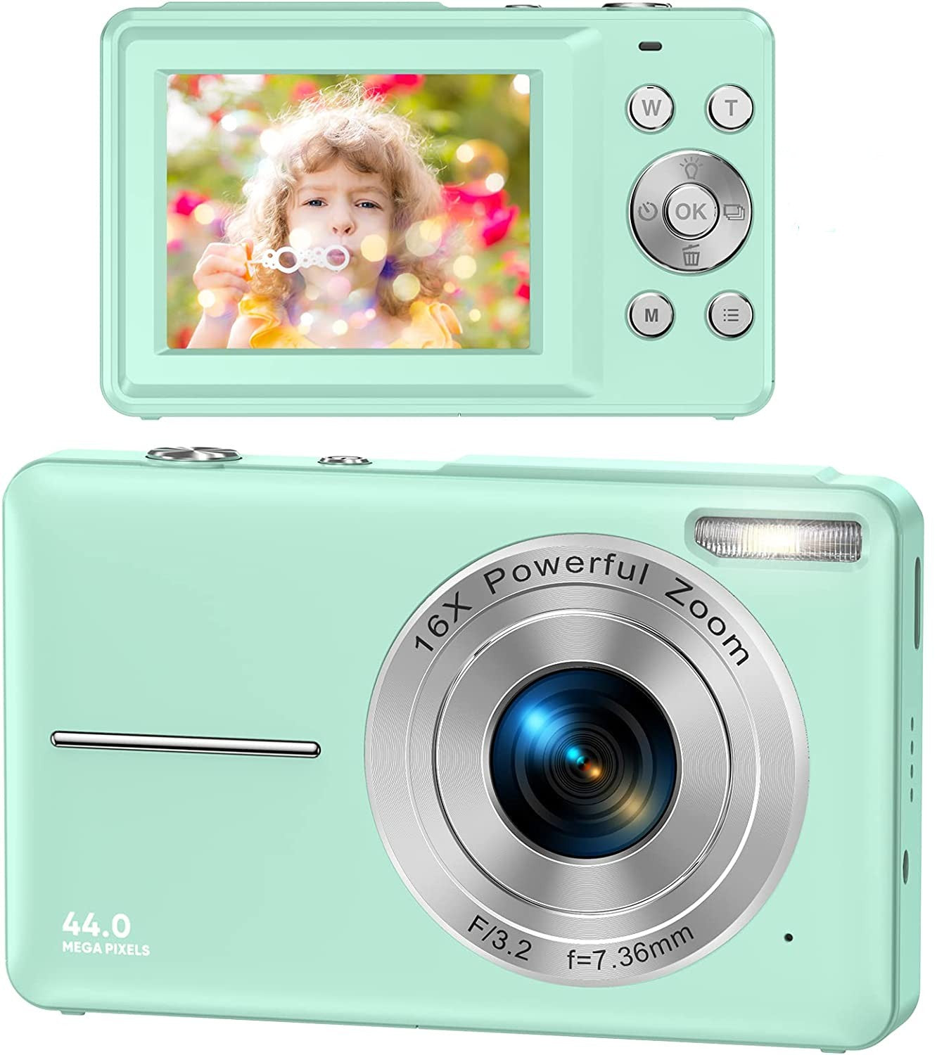Tragbare Digitalkamera 1080P 44MP mit 16-fachem Zoom – Kompakte Vlogging-Kamera mit LCD-Bildschirm, wiederaufladbar, perfekt für Teenager und Studenten 1