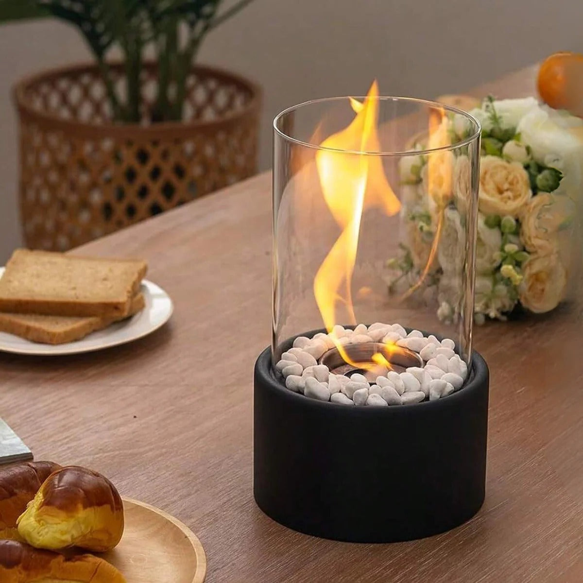 Tragbarer Tischkamin aus Glas 0