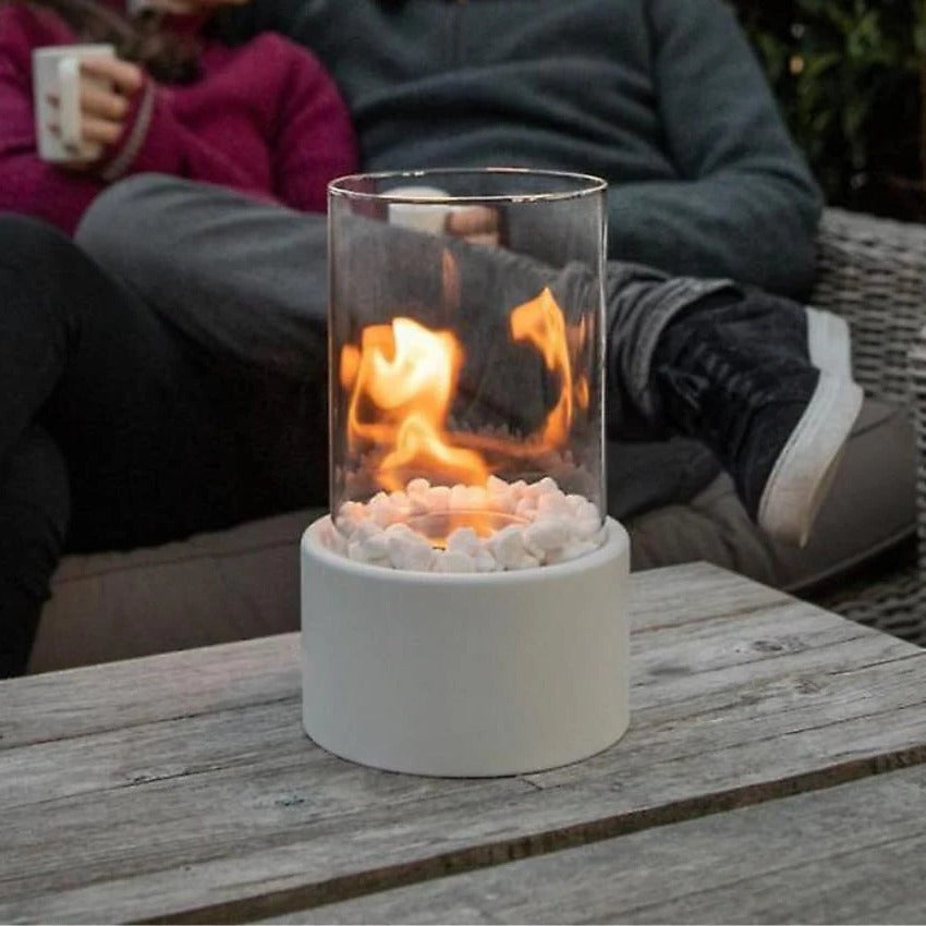 Tragbarer Tischkamin aus Glas 1