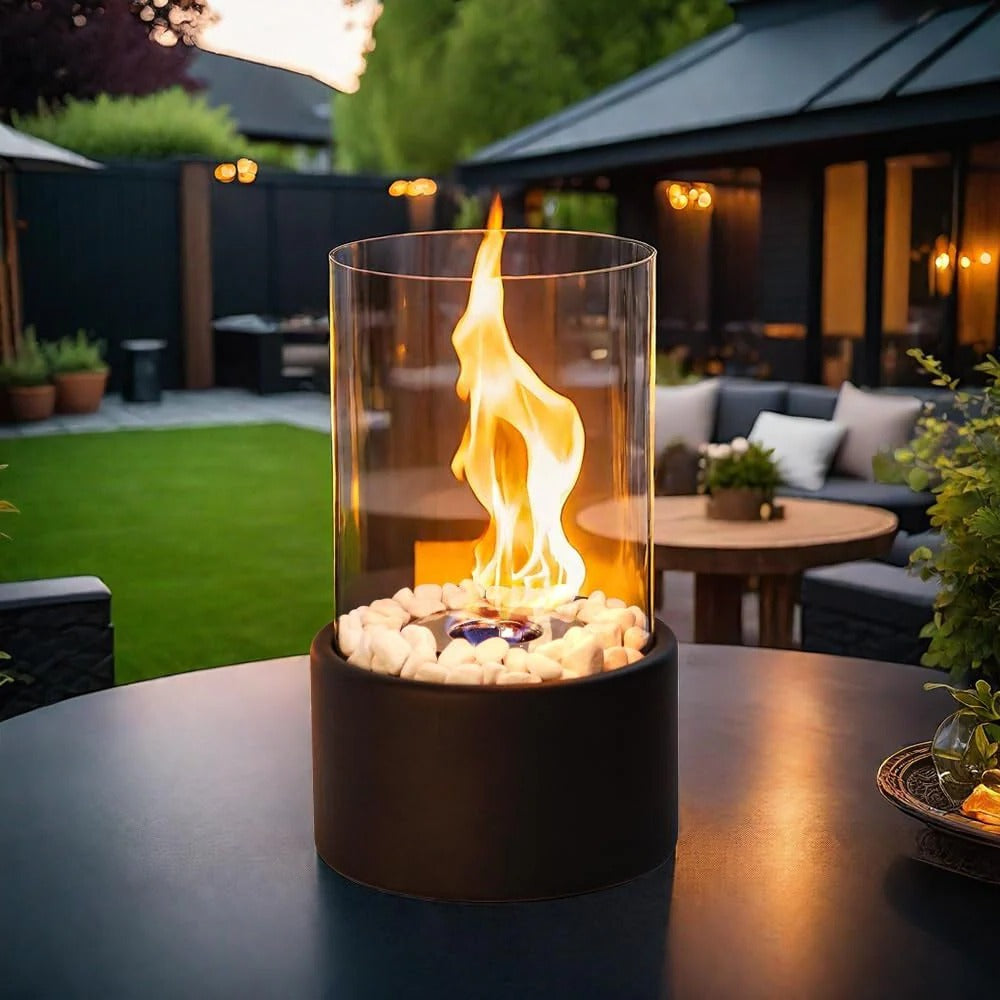 Tragbarer Tischkamin aus Glas 2