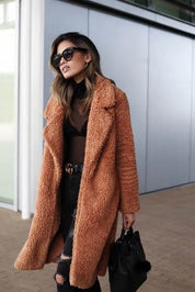 Trendiger warmer langer Teddymantel für Damen - Isla 10