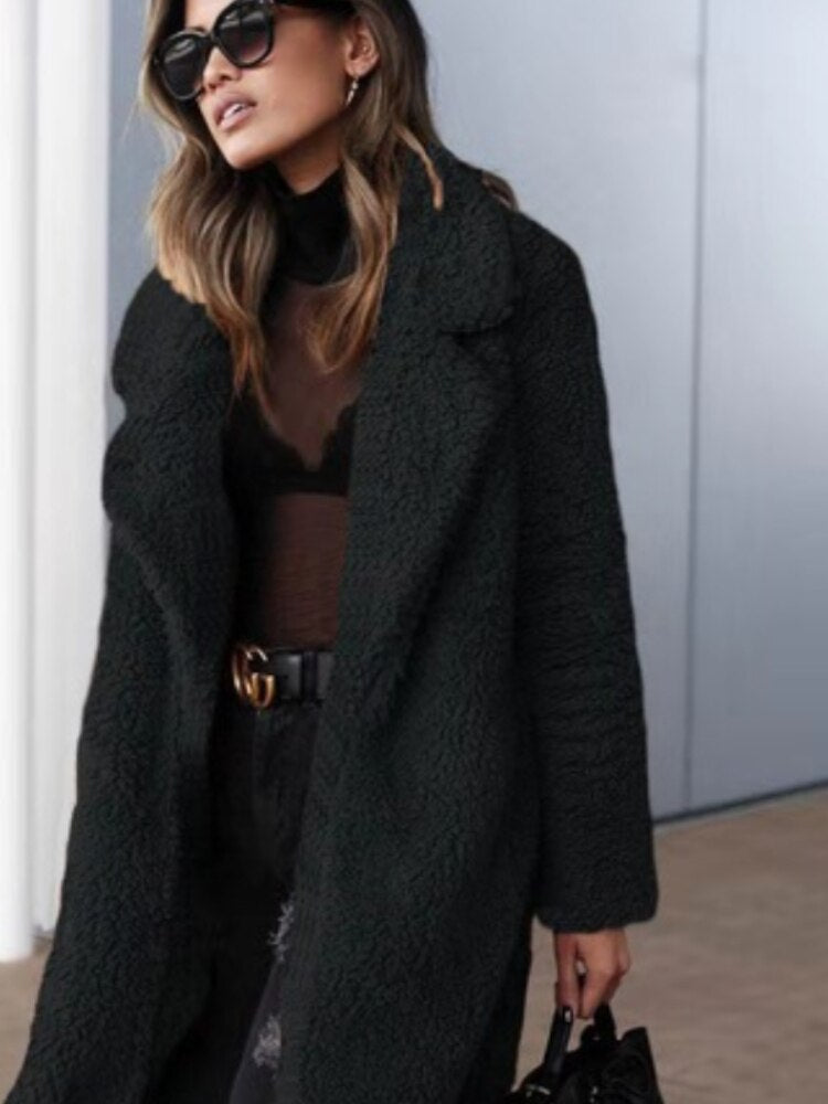 Trendiger warmer langer Teddymantel für Damen - Isla 2