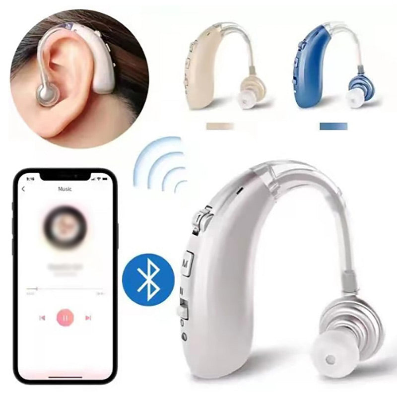 USB -wiederaufladbare Bluetooth -Hörgerät -Kopfhörer für Senioren 6