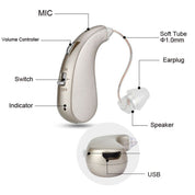 USB -wiederaufladbare Bluetooth -Hörgerät -Kopfhörer für Senioren 7