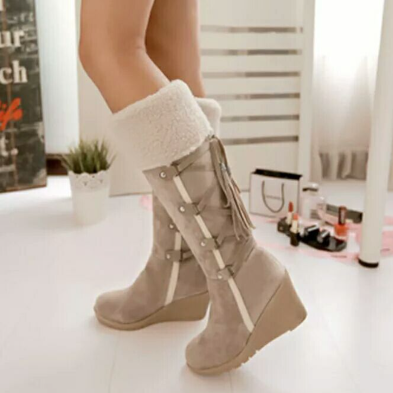 Warme Winterstiefel mit Keilabsatz | Stylische Winterstiefel für Damen 0