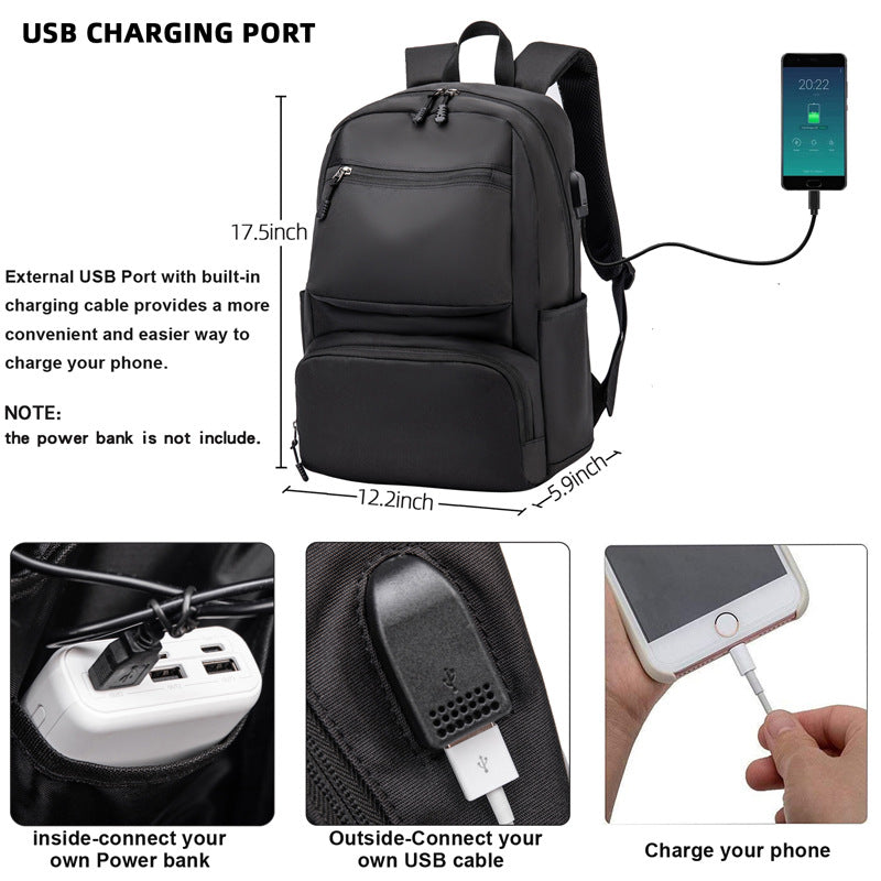Wasserdichter Rucksack für Herren, Business-Rucksack mit USB-Ladefunktion, großer 15,6-Zoll-Laptop-Computer-Rucksack, Herren-Schulrucksack 2