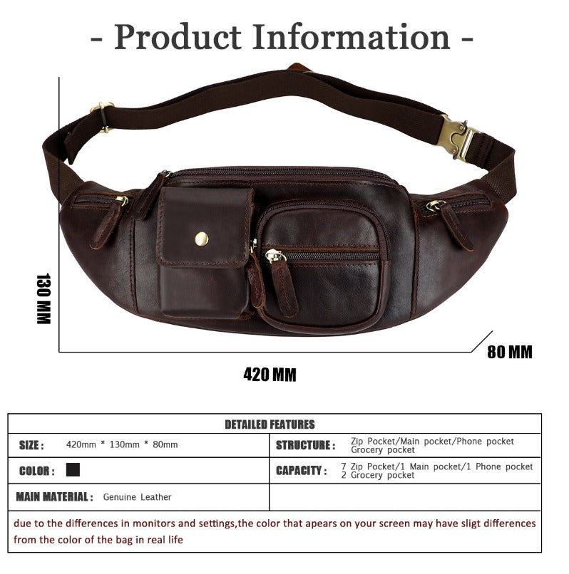 Max | Luxuriöse Leder Reisetasche Crossbody Gürteltasche