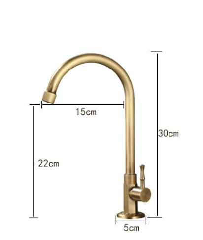 Klassischer Messingküchenarmatur - Nur kaltes Wasser, Schwanenhals -Design, Bronze gebürstete Finish