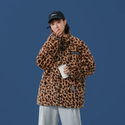Langarmjacke mit Leopardenmuster, Modemarke, lockeres Hip-Hop-Oberteil
