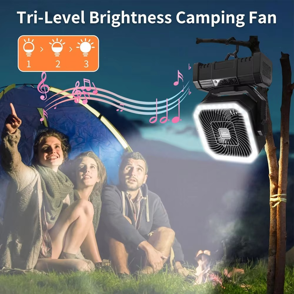 Wiederaufladbarer Campingventilator mit 20000 mAh Akku, 4 Geschwindigkeiten und LED-Laterne 5