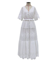 Annika | Elegantes Maxikleid mit V-Ausschnitt und Blumenspitze