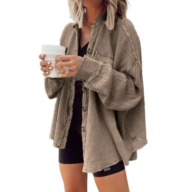 Elleer | Modische Cordjacke mit Knöpfen