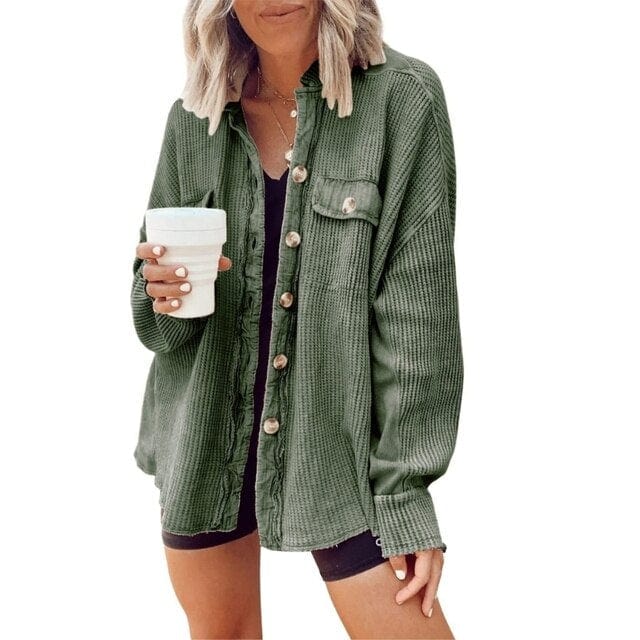 Elleer | Modische Cordjacke mit Knöpfen