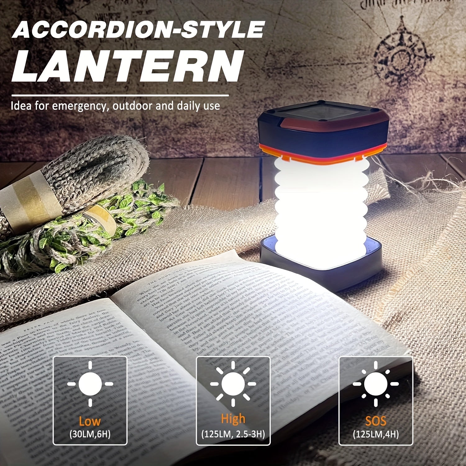 Wiederaufladbare LED -Camping -Laterne - kompaktes faltbares Licht für Outdoor -Abenteuer und Notfälle-2