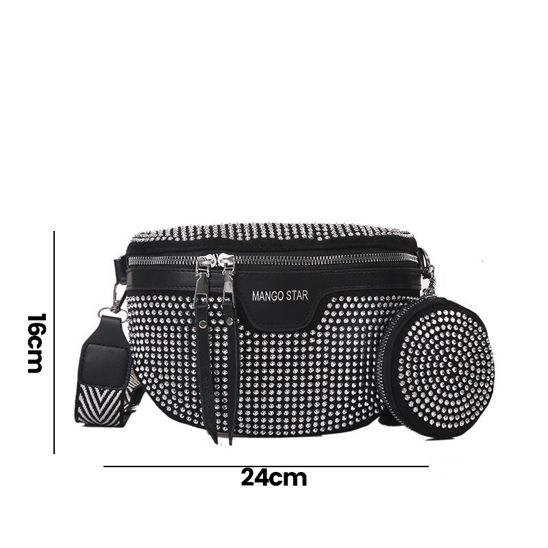 Mila | Stilvolle Strass Damen Hüft- und Schultertasche