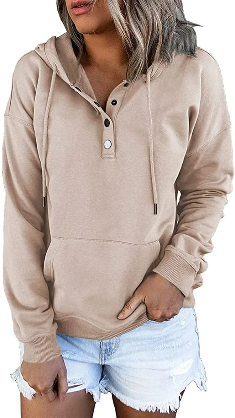 HANIA | Wolle Hoodie mit Knopf für Damen