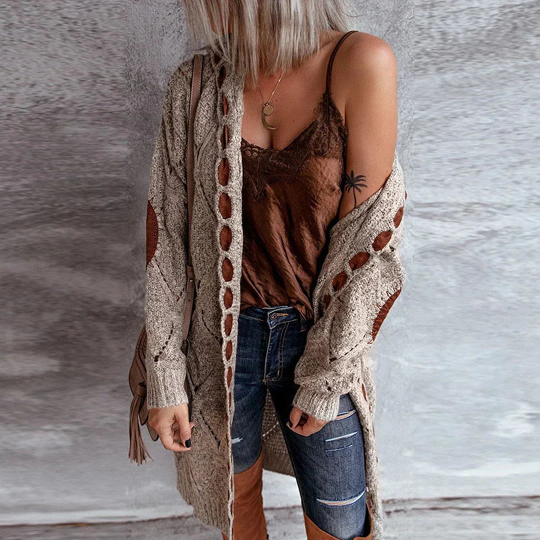Tala | Modischer Strick-Hoodie mit Kontrast-Patches