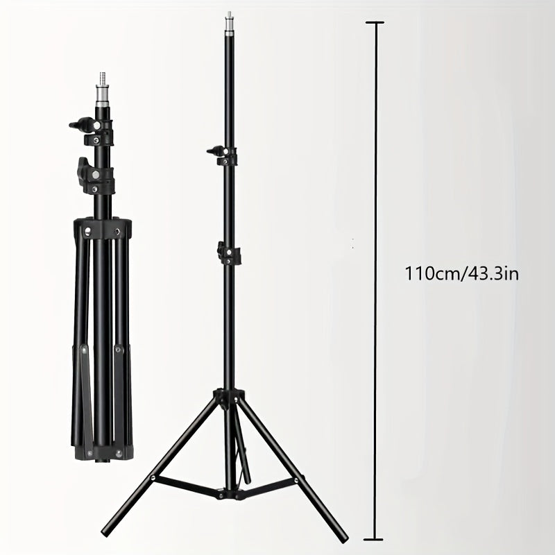 Einstellbarer LED -Lichtständer für Fotografie und Video - 1,1 m Höhe, robustes Aluminiumstativ mit Lampe-3