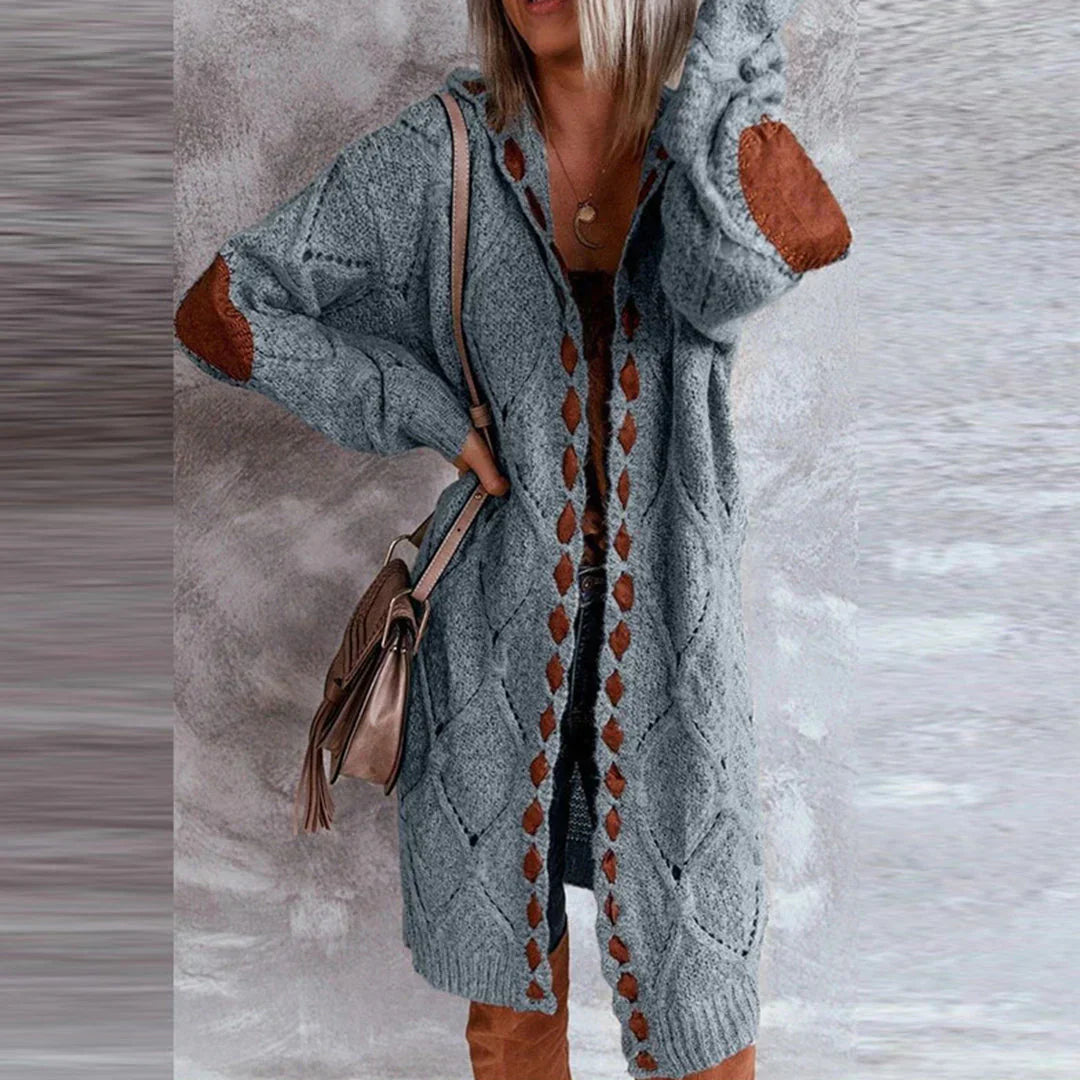 Tala | Modischer Strick-Hoodie mit Kontrast-Patches