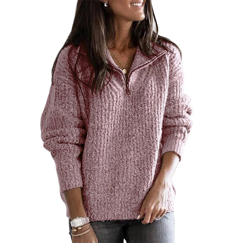 Luxy | Gefütterter Wollstrick-Sweater mit Reißverschluss