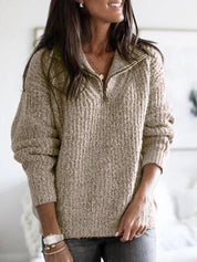 Luxy | Gefütterter Wollstrick-Sweater mit Reißverschluss