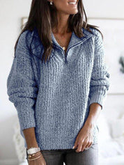 Luxy | Gefütterter Wollstrick-Sweater mit Reißverschluss