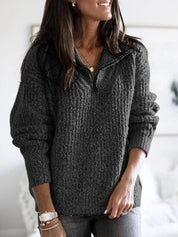 Luxy | Gefütterter Wollstrick-Sweater mit Reißverschluss