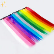 Clip in Haarverlängerungen 26 Stücke | In Regenbogenfarben für eine schöne Originalfrisur - Umlage-3