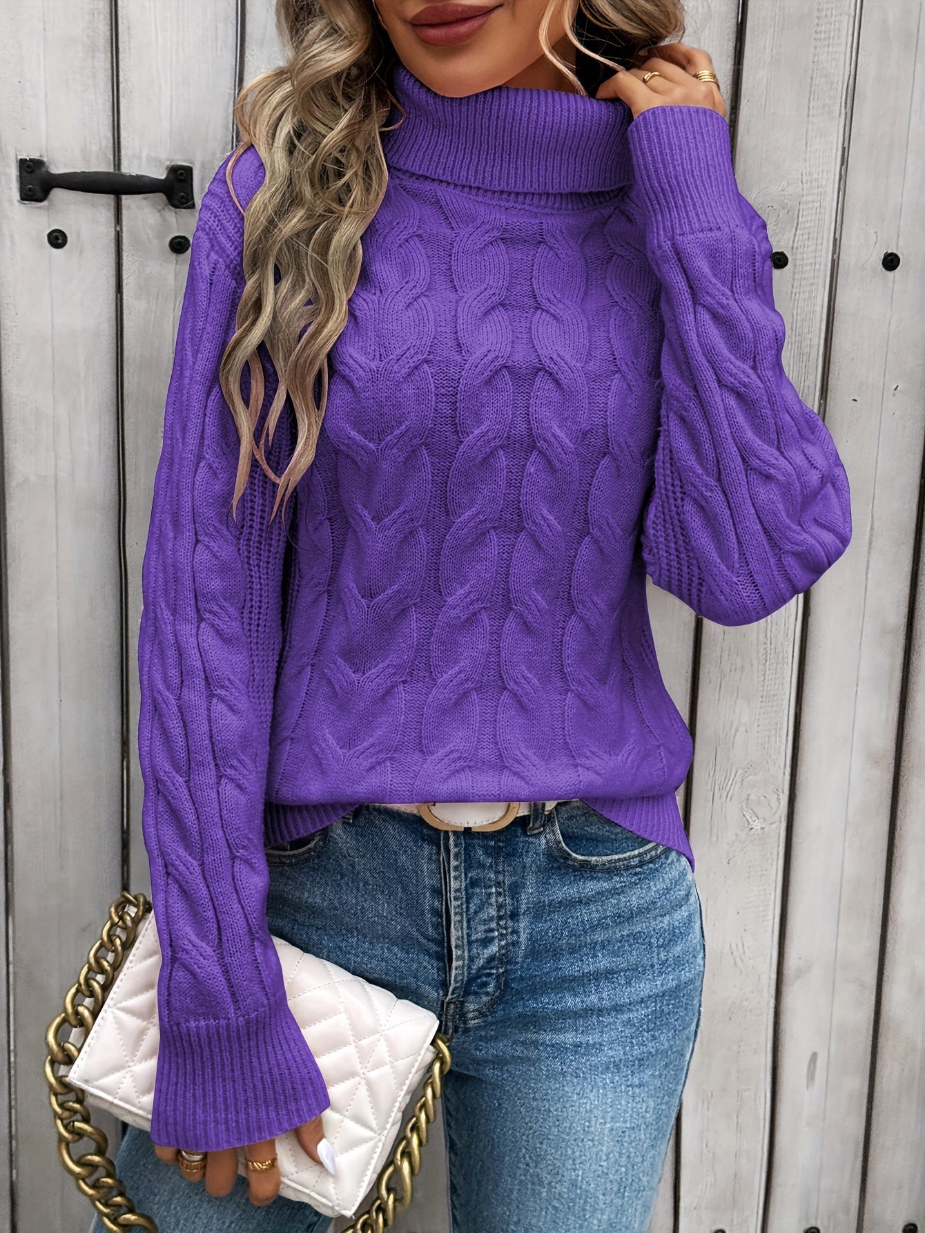 Julia | Stilvoller Warmer Strickpullover mit Zopfmuster für Damen