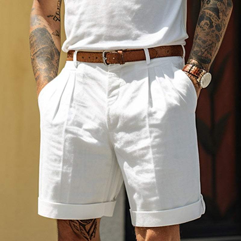  Herren -maßgeschneiderte Shorts - Wattestäbchen -Leinenmisch-1