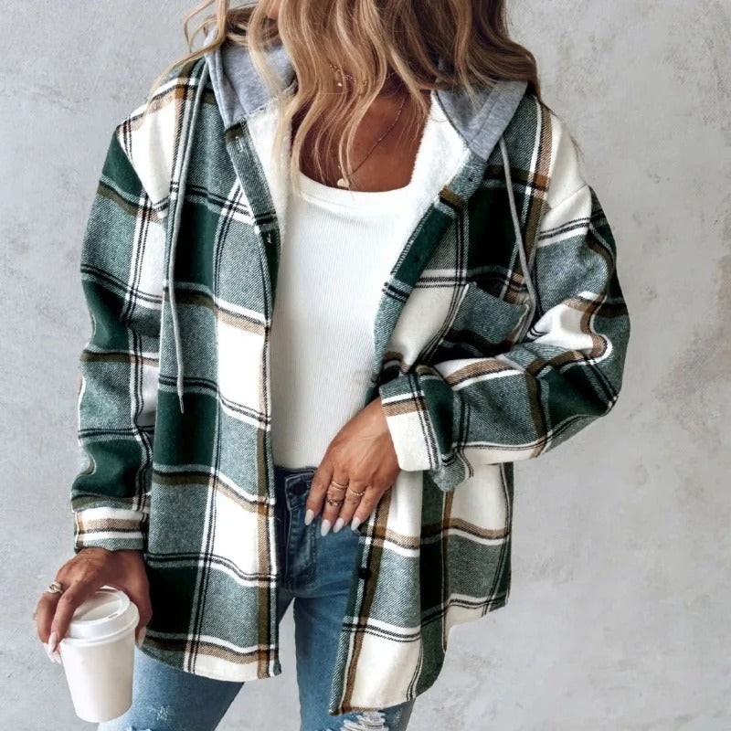 EMILY | Kariertes Lässige Übergangsjacke Herbstjacke für Damen