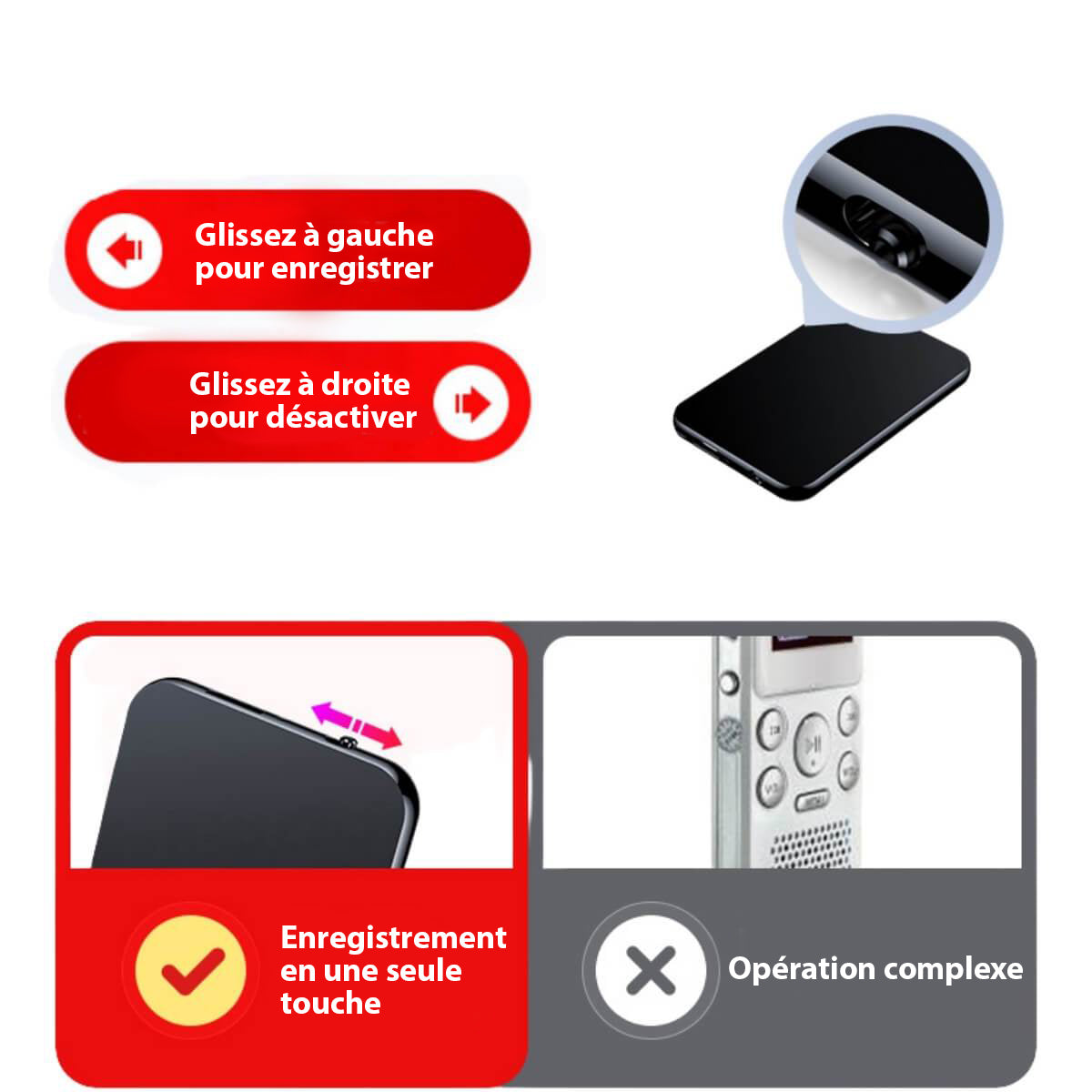Mini Professional Spy Microfon Recorder-Ultra-Slim-Design, 50-Stunden-Akkulaufzeit, hochwertiger Klang für diskrete Audioaufnahme-5