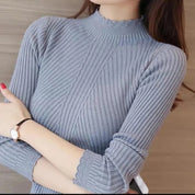 Ferrin | Eleganter Pullover mit hohem Kragen und Rippendetail für Damen