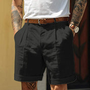  Herren -maßgeschneiderte Shorts - Wattestäbchen -Leinenmisch-5